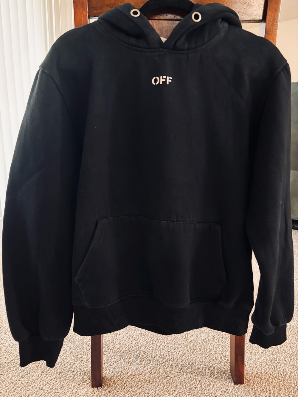 Off-White Black Crewneck Hoodie with Subtle Logo